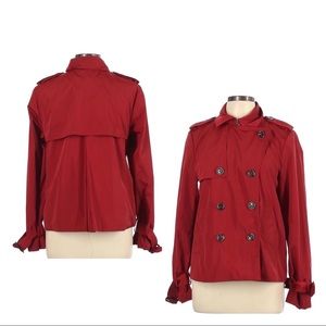 Banana Republic Women’s Size Large Short Clara Trench Coat Cranberry Red Lined